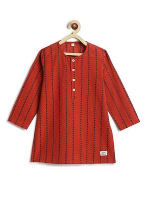 Red plain cotton kurta 2