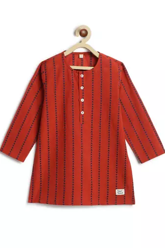 Red plain cotton kurta