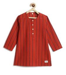 Red plain cotton kurta