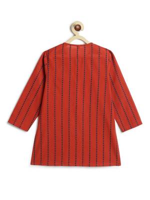 Red plain cotton kurta 3