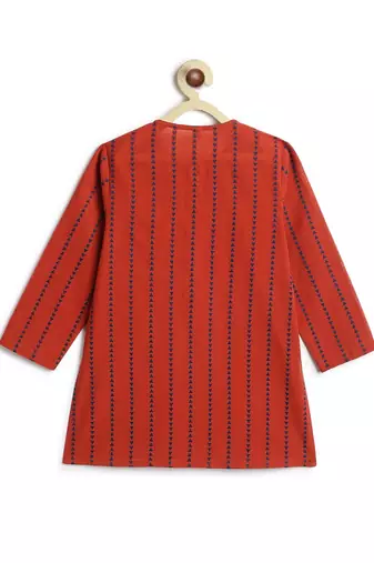Red plain cotton kurta