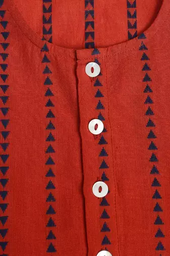 Red plain cotton kurta