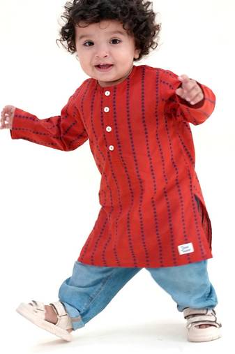 Red plain cotton kurta