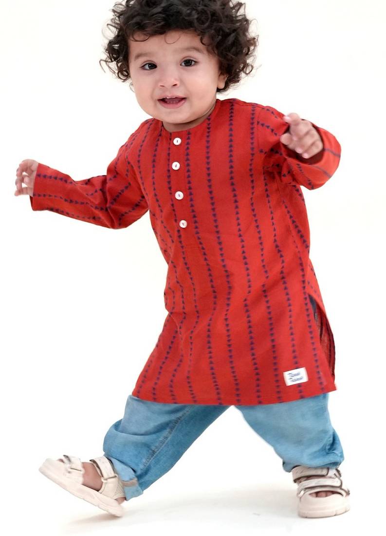 Red plain cotton kurta