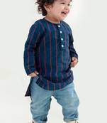 Blue plain cotton kurta