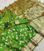light green zari woven art silk saree with blouse