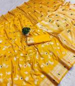 gold zari woven art silk saree with blouse