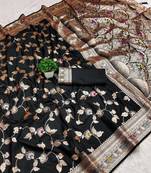 black zari woven art silk saree with blouse