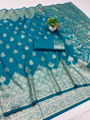 rama art silk blend zari woven saree with blouse 1