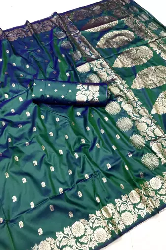 dark rama art silk zari woven saree with blouse