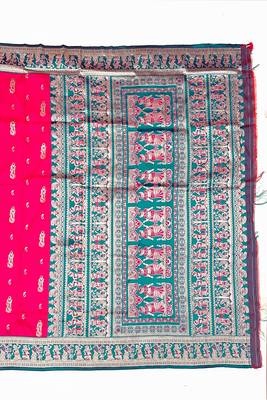 pink zari woven art silk blend saree with blouse 3