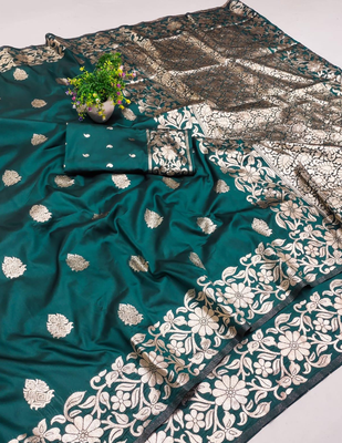 rama art silk blend zari woven saree with blouse 1