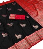 black zari woven art silk saree with blouse