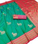 light green zari woven art silk saree with blouse