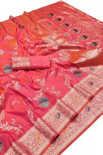 gajri art silk zari woven saree with blouse