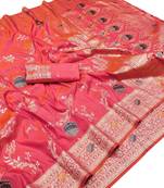 gajri art silk zari woven saree with blouse