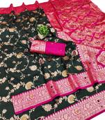 black art silk zari woven saree with blouse