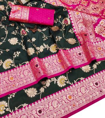 black art silk blend zari woven saree with blouse 2