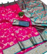 pink art silk zari woven saree with blouse