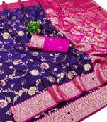 purple art silk zari woven saree with blouse