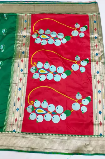 green zari woven art silk blend saree with blouse