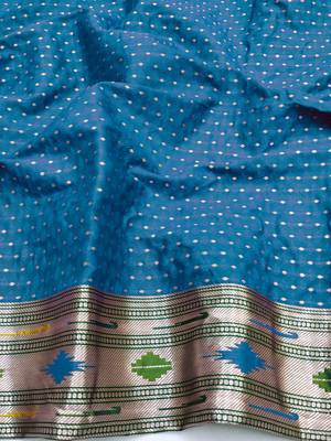 green zari woven art silk blend saree with blouse 3