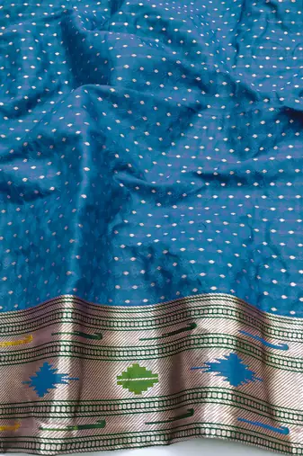 green zari woven art silk blend saree with blouse