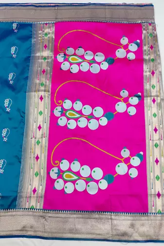 blue zari woven art silk blend saree with blouse