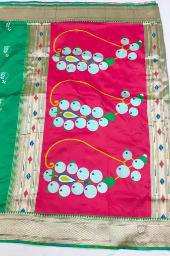 green zari woven art silk blend saree with blouse