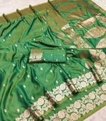 parrot green art silk zari woven saree with blouse