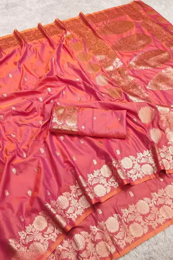 gajri art silk zari woven saree with blouse