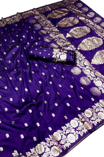 purple art silk zari woven saree with blouse