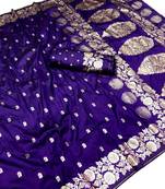 purple art silk zari woven saree with blouse