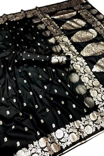 black art silk zari woven saree with blouse