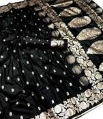 black art silk zari woven saree with blouse