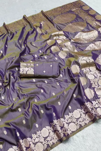 lavendor art silk zari woven saree with blouse