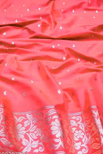 peach art silk blend zari woven saree with blouse