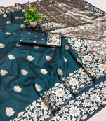 blue art silk zari woven saree with blouse