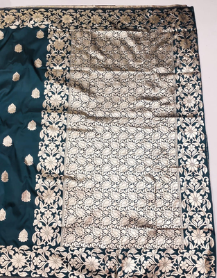blue art silk blend zari woven saree with blouse 2