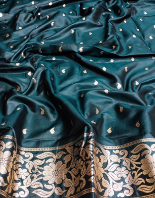 blue art silk blend zari woven saree with blouse 3