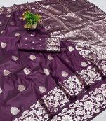 purple art silk zari woven saree with blouse