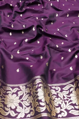 purple art silk blend zari woven saree with blouse