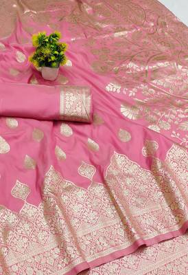 gajri art silk blend zari woven saree with blouse 2