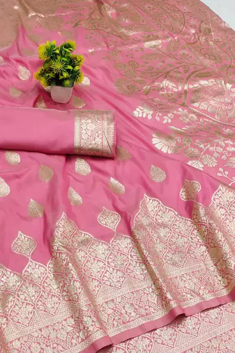 gajri art silk blend zari woven saree with blouse