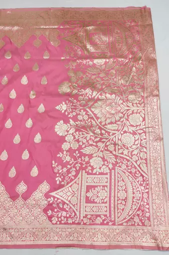 gajri art silk blend zari woven saree with blouse