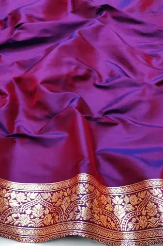 wine art silk blend zari woven saree with blouse