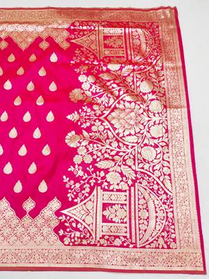 rani pink art silk zari woven saree with blouse 4