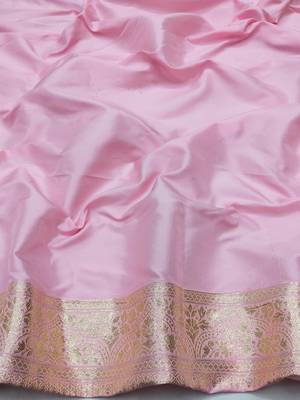 baby pink art silk zari woven saree with blouse 3