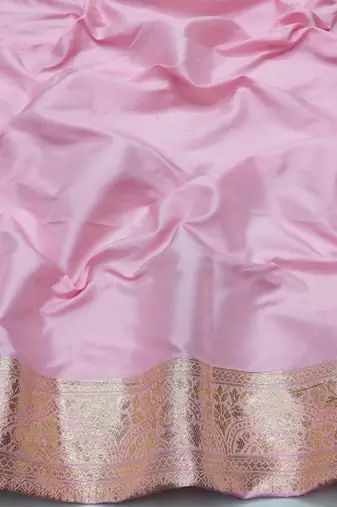 baby pink art silk blend zari woven saree with blouse