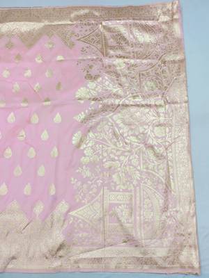 baby pink art silk zari woven saree with blouse 4